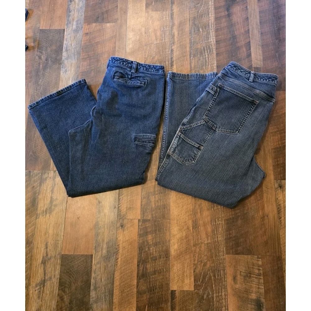 Duluth Trading Co Women SZ 18x29 Blue Denim‎ Straight Leg Jeans Stretch LOT of 2